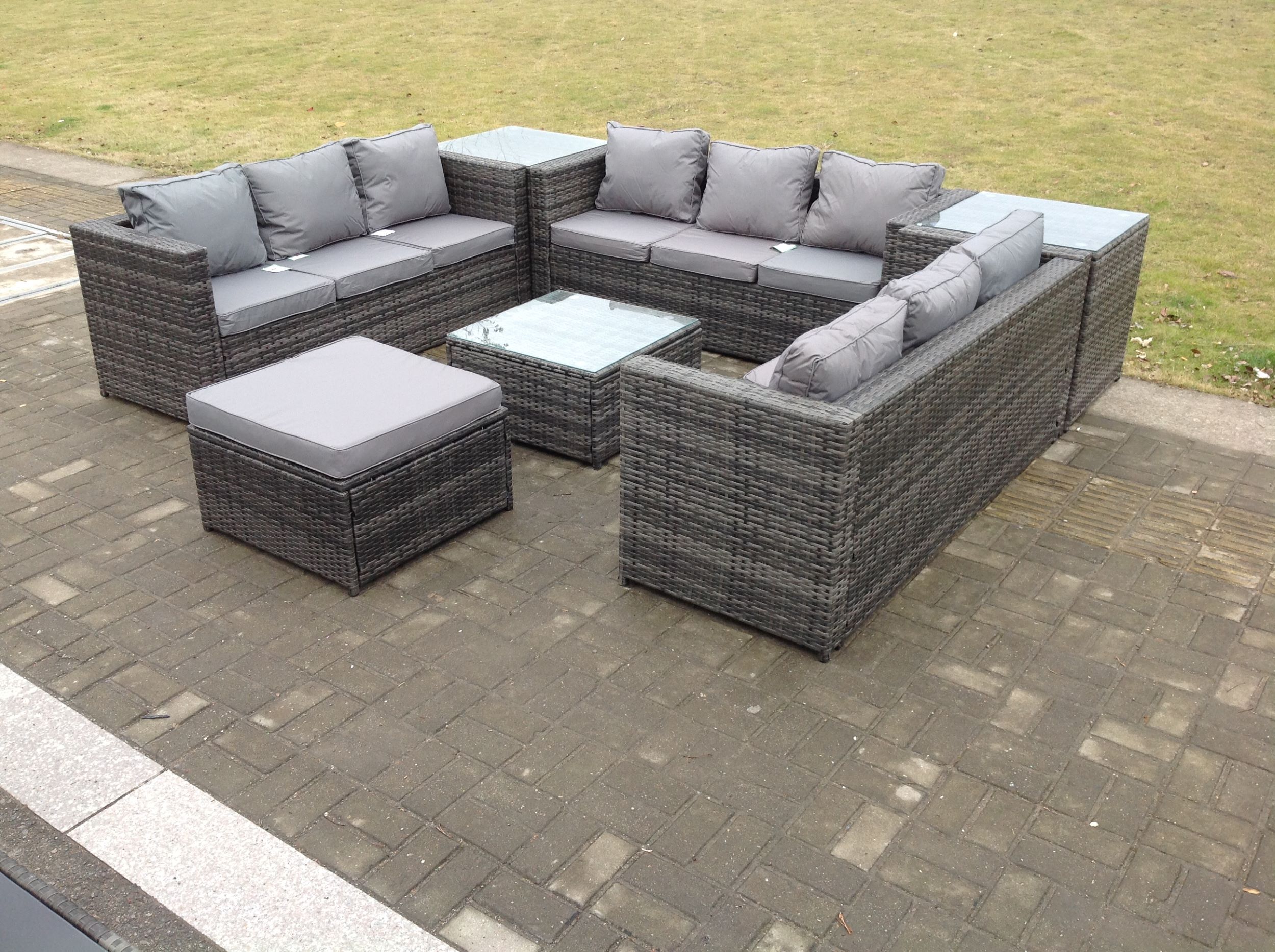 10 Seater Outdoor Lounge Sofa Garden furniture Rattan Sofa Set with ...