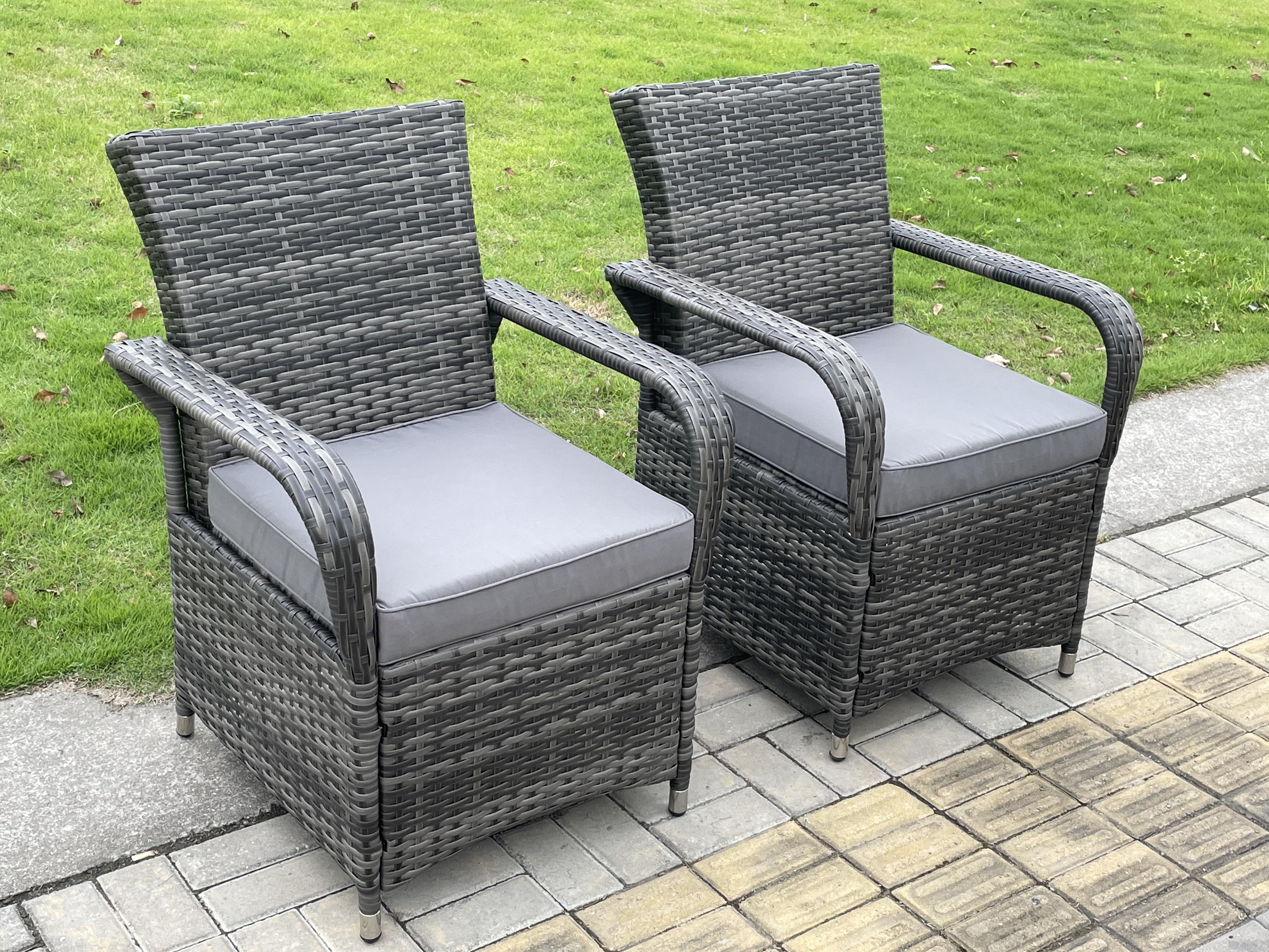 grey rattan high back chairs