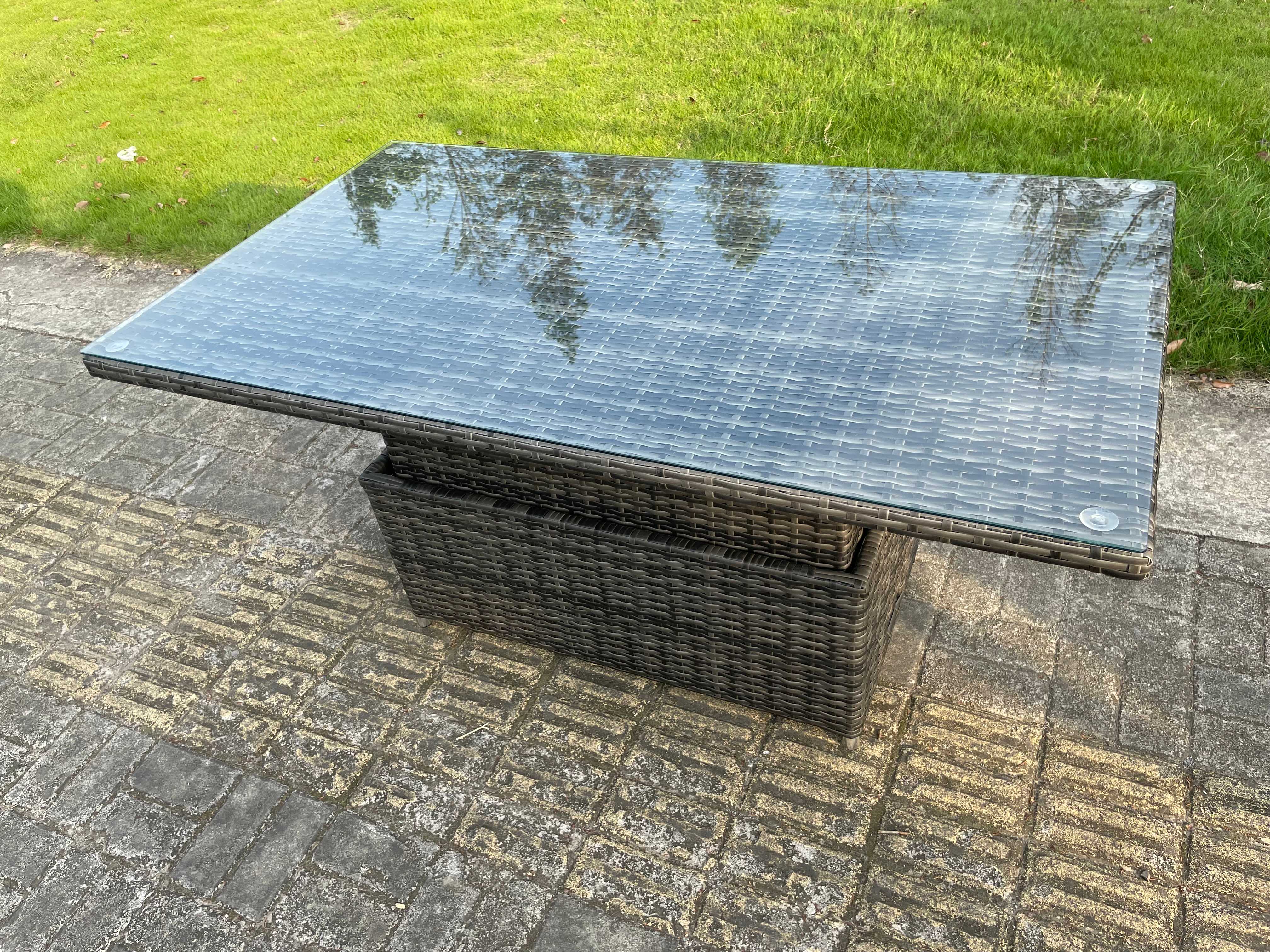 Outdoor Dark Grey Mix Rattan Rising Adjustable Table Dining Or ...