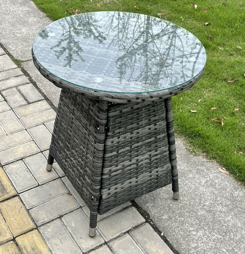 Fimous Small Round Outdoor Rattan Dining Table Garden Furniture