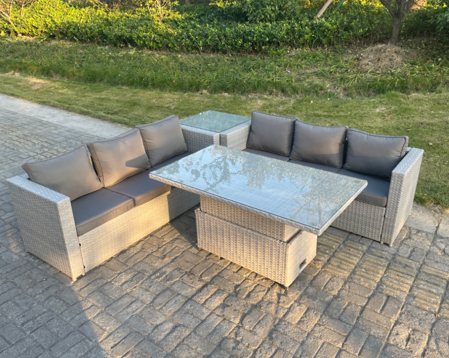 Fimous Rattan Garden Funiture Set Height Adjustable Rising Lifting ...
