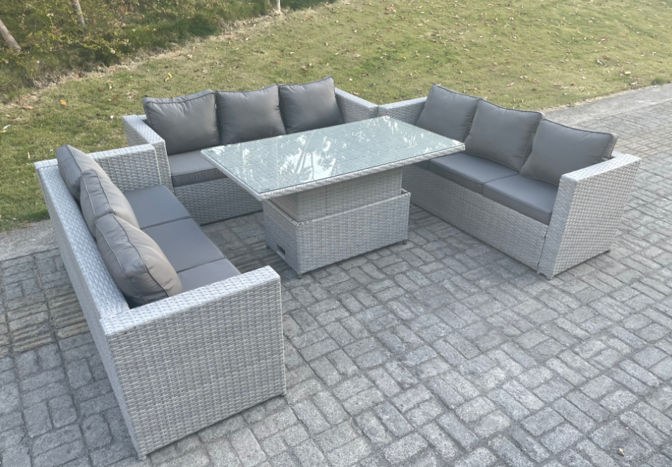 Fimous Lounge Rattan Garden Furniture Set Height Adjustable Rising ...