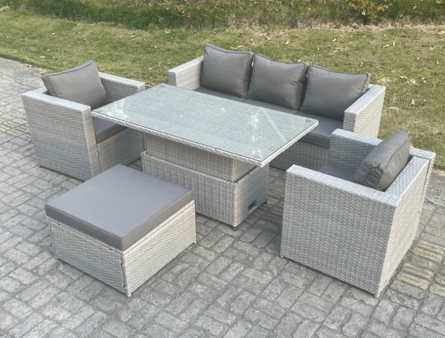 Fimous Rattan Garden Funiture Set Adjustable Rising Lifting Table Sofa ...