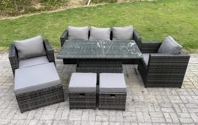 Fimous 8 Seater Outdoor Rattan Garden Furniture Sofa Set Patio ...