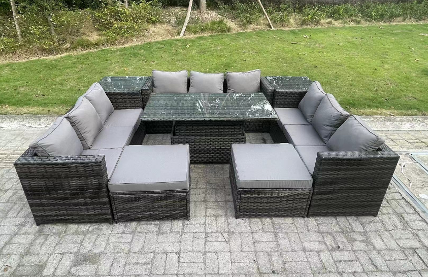 Fimous Wicker PE Rattan Garden Furniture Sofa Set Outdoor Adjustable ...