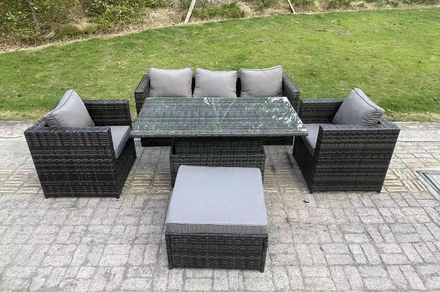 Fimous Rattan Garden Furniture Sofa Set Outdoor Adjustable Rising ...
