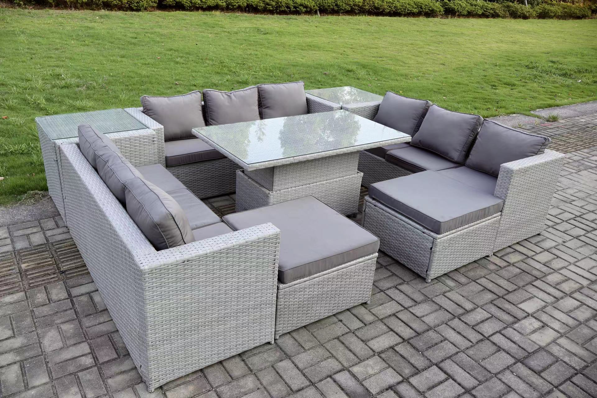 Fimous 11 Seater PE Rattan Garden Funiture Set Outdoor Height ...