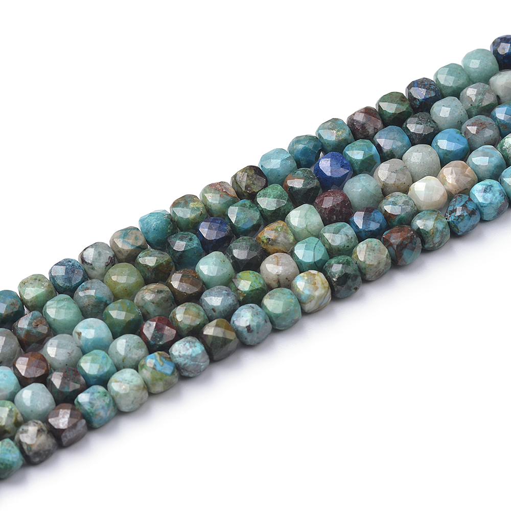 Peru Turquoise Faceted Cube Beads