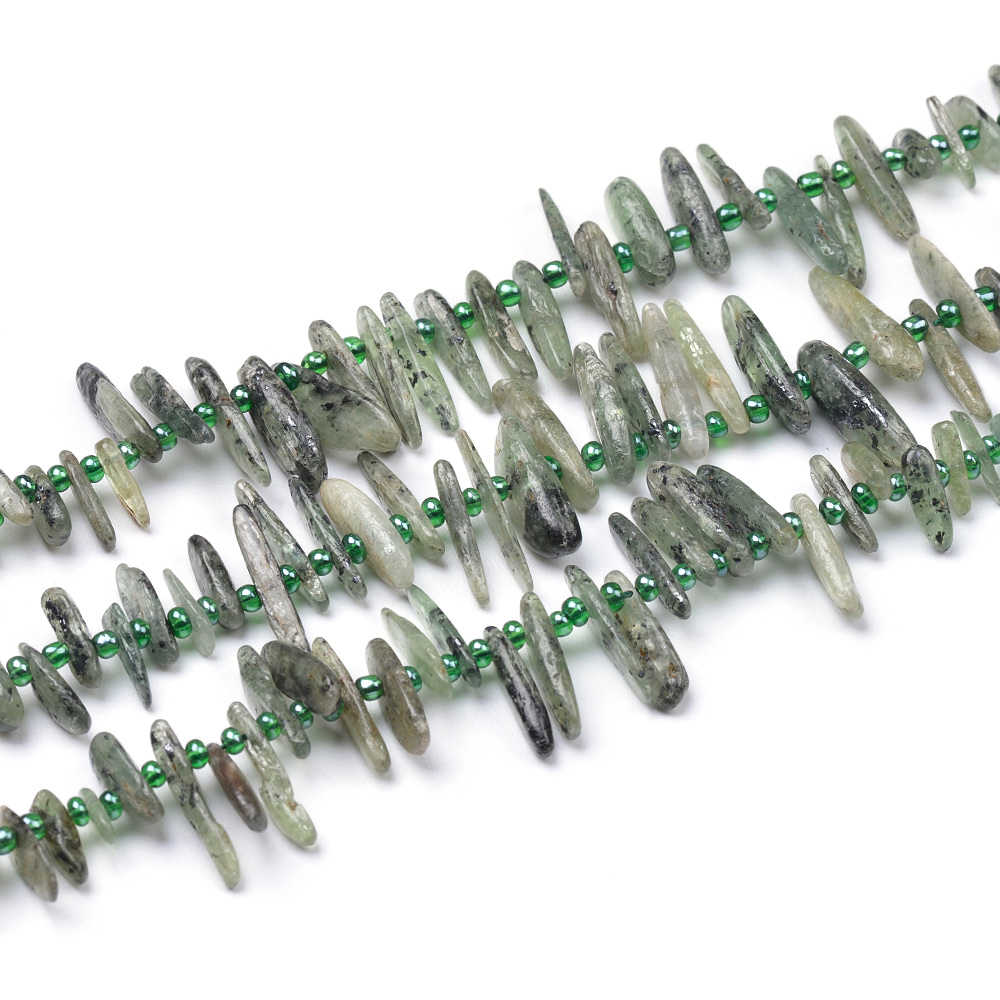 Green Kyanite Long Chips with Spacers