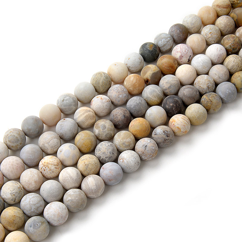 Fossil Jasper Matte Round Beads