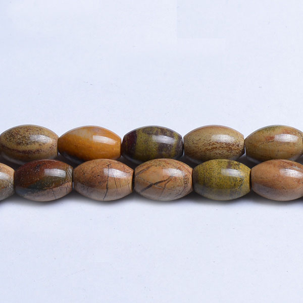 Silver Leaf Jasper Rice Beads