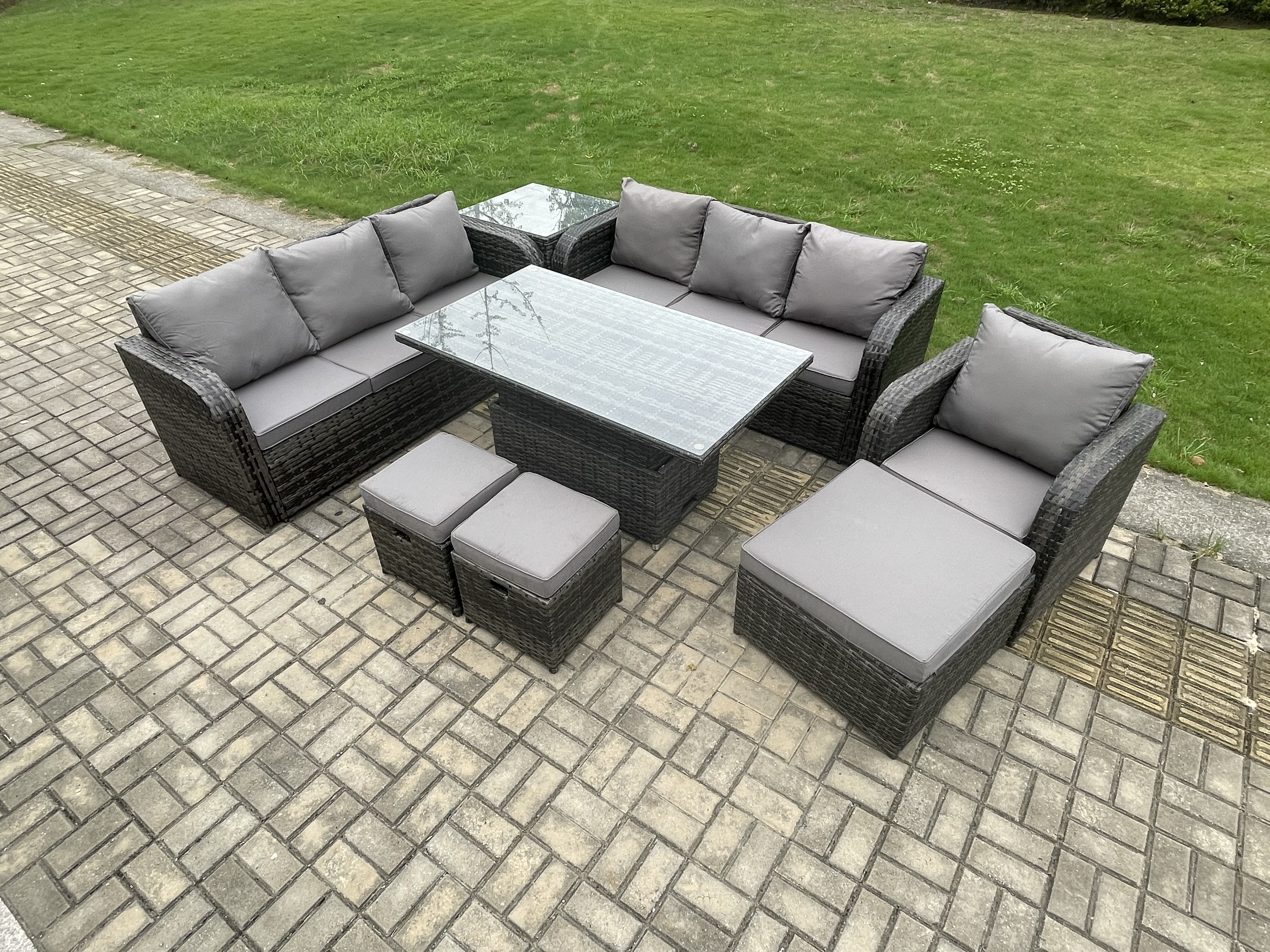 Fimous PE Rattan Outdoor Garden Furniture Sets Height Adjustable Rising ...