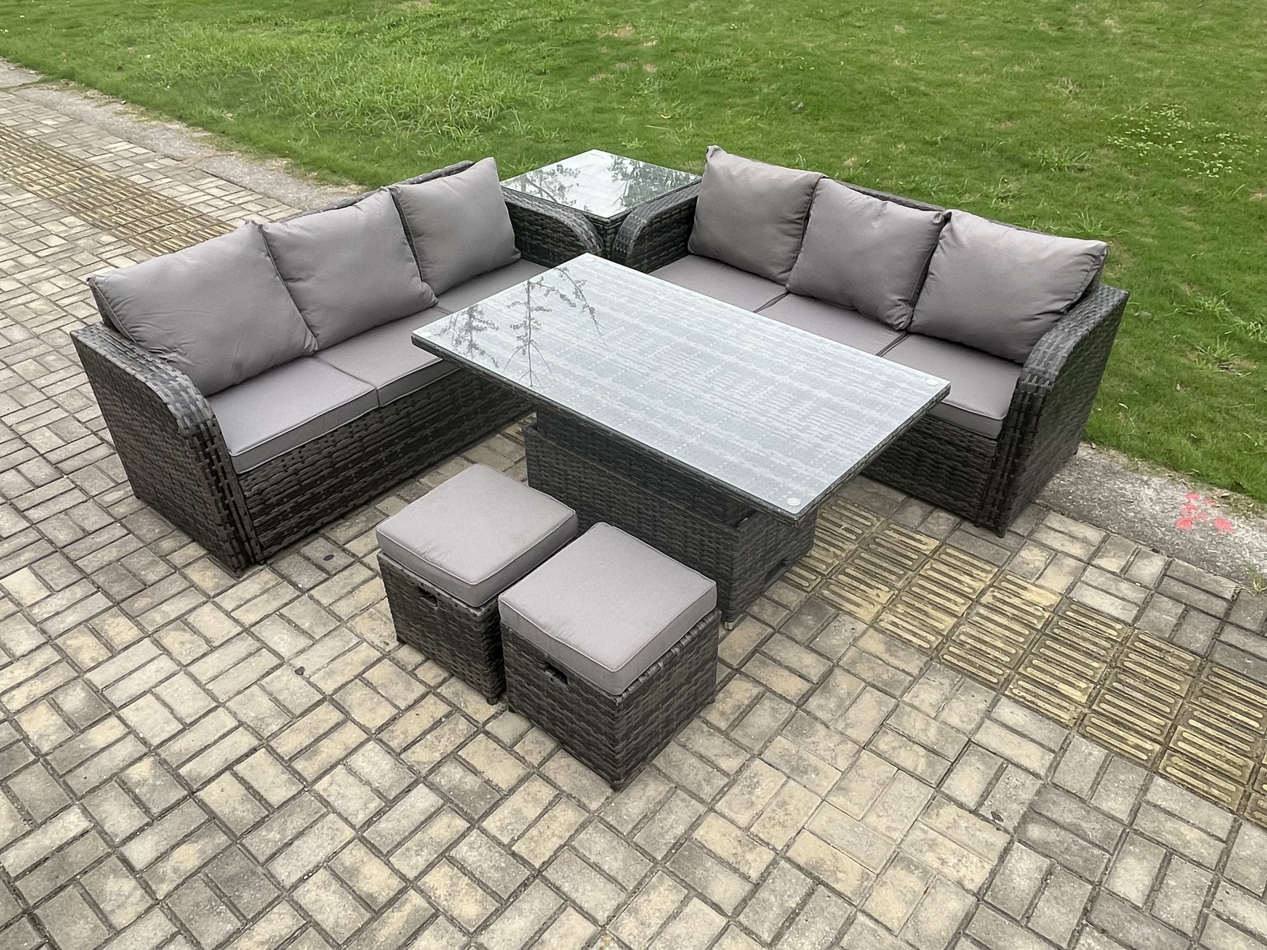 Fimous Outdoor Rattan Garden Furniture Sets Height Adjustable Rising ...