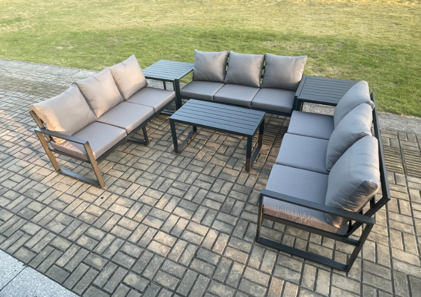 Fimous Aluminium 9 Seater Outdoor Garden Furniture Set Lounge Sofa