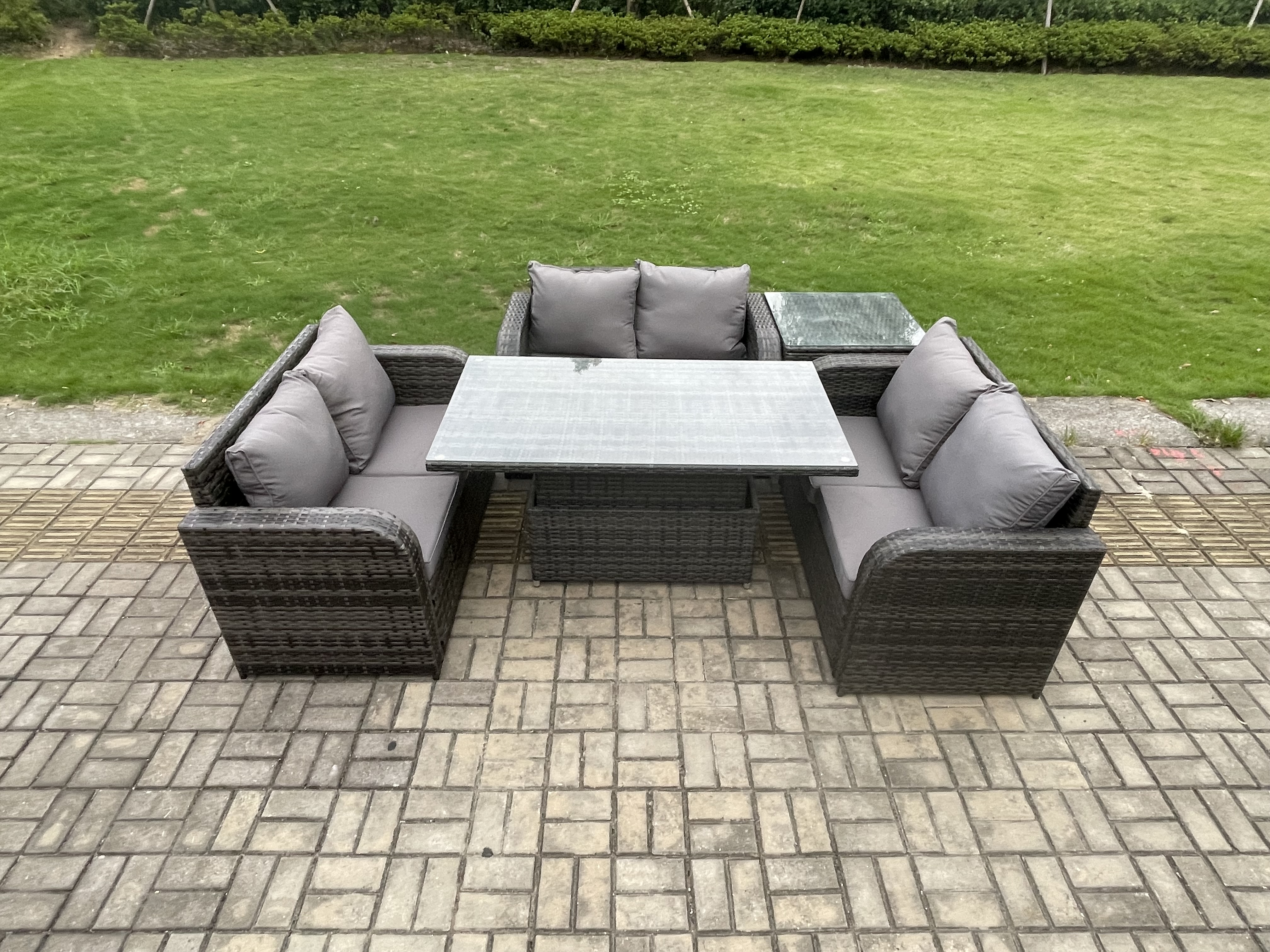 Fimous Outdoor Rattan Furniture Garden Dining Set Height Adjustable ...
