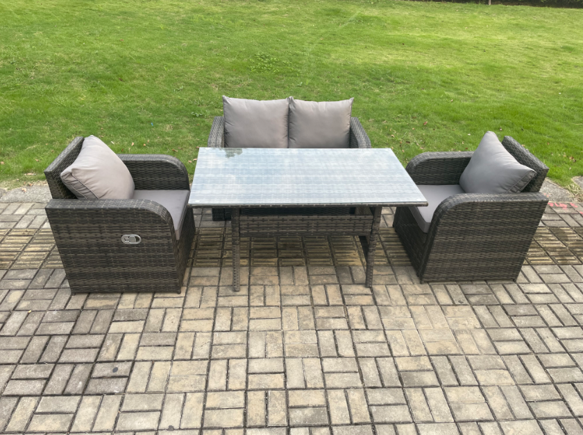 Fimous Rattan Garden Furniture 4 Piece Grey Patio Furniture Set Patio