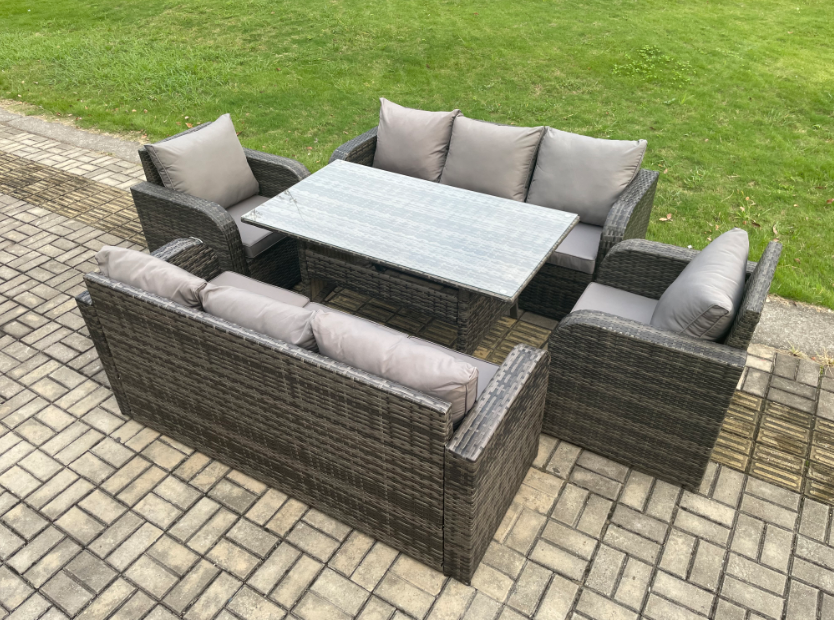 Fimous 8 Seater Lounge Rattan Sofa Set Outdoor Garden Furniture Oblong 