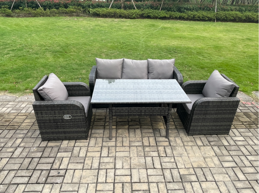 Fimous Rattan Garden Furniture 4 Piece Grey Patio Furniture Set Patio